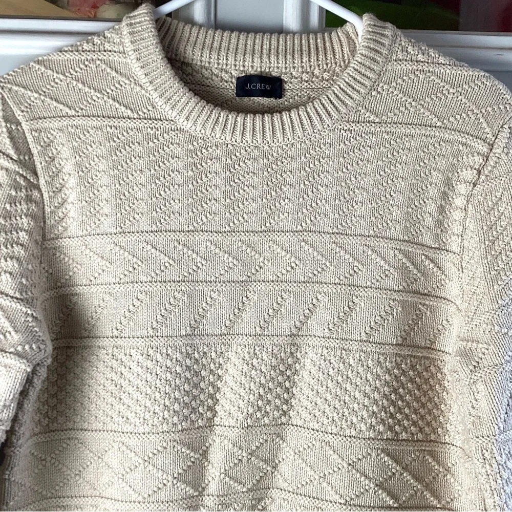 J. Crew Beige / Tan Knit Sweater Crew Neck Sweater 100%Cotton